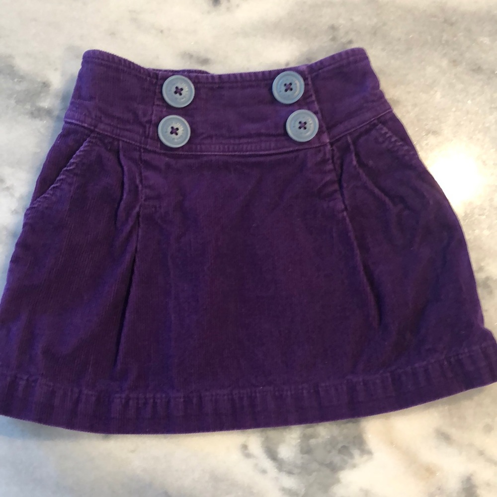 Mini Boden - Size: 5-6 year - Purple corduroy skirt with elastic waistband.